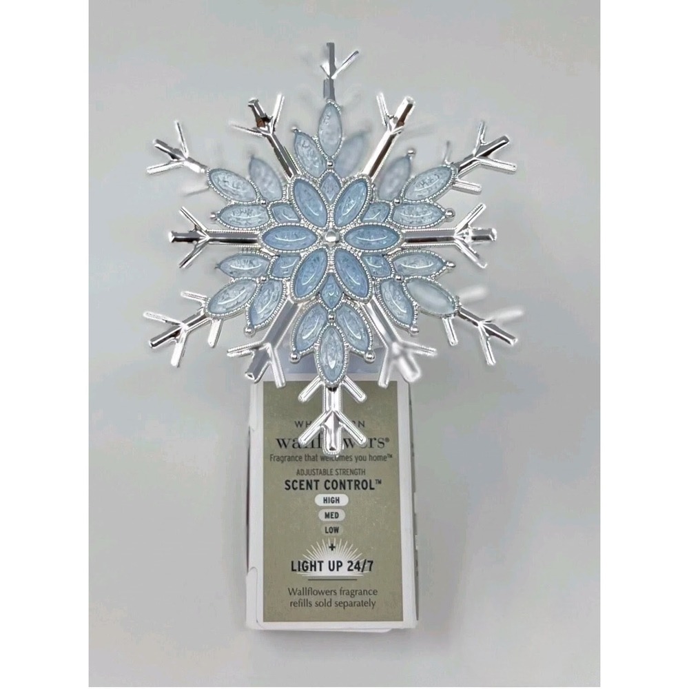 Bath & Body Works Blue Silver Snowflake Light Up Wallflower Plug In Holiday